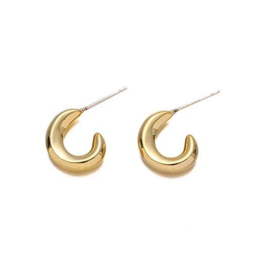 UELSTA Lunar Crescent Stud Earrings for Women 18K Gold / White Gold Real-Gold-Plated Recycled Brass 925 Silver Posts PVD Coating Minimalist & Versatile Sustainable Jewelry