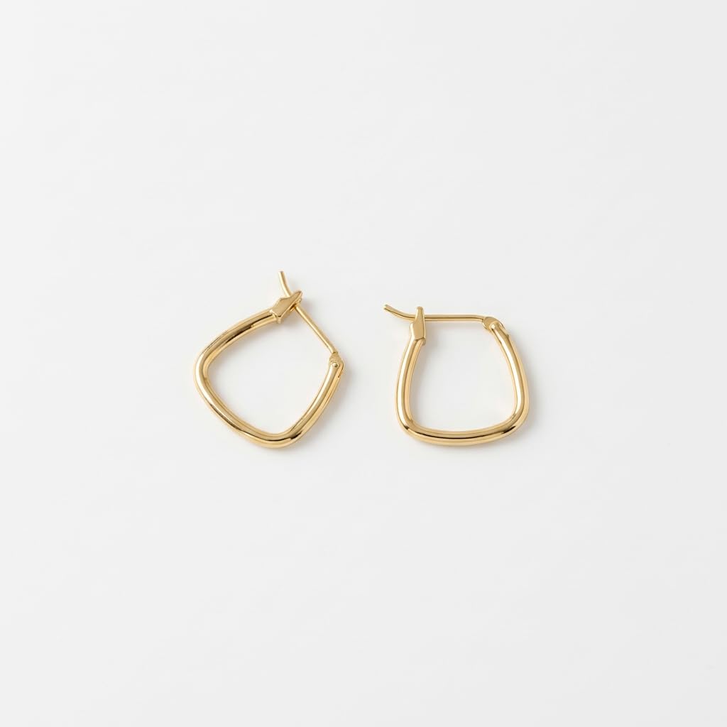 UELSTA Geometrische quadratische Creolen für Frauen, nachhaltig, 14K Echtgold plattiert, recyceltes Messing, hypoallergen, 925 Sterlingsilber Stifte, PVD-beschichtet, modern & vielseitig, 15mm