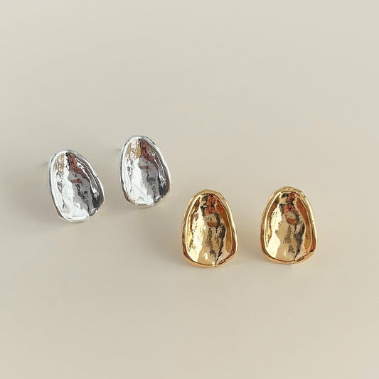 UELSTA Fluid Form Stud Earrings for Women Sustainable 14K Gold / White Gold Real-Gold-Plated Recycled Brass Hypoallergenic 925 Sterling Silver Posts PVD Coated Modern Ethical Craft Jewelry