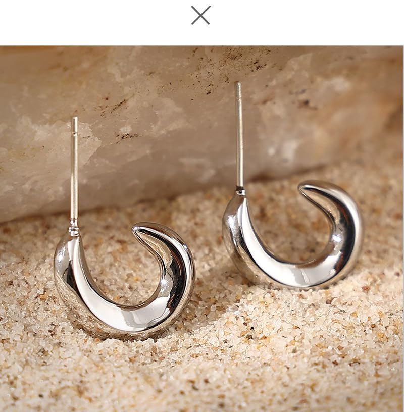UELSTA Lunar Crescent Ohrstecker für Damen 18K Gold / Weißgold Echt-vergoldet Recyceltes Messing 925er Silberstifte PVD-Beschichtung Minimalistisch & Vielseitig Nachhaltiger Schmuck