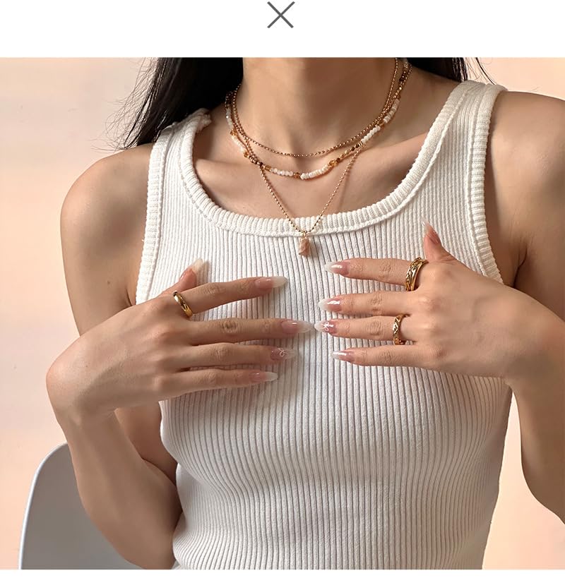 UELSTA Delicate Shimmer Bead Chain Necklace for Women Sustainable 18K Gold Plated Stainless Steel PVD Coated Hypoallergenic Minimalist Layering Choker 35+5cm