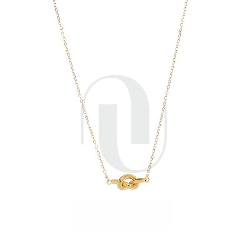 UELSTA Halskette mit verwobenem Knoten für Damen, nachhaltig, 18K vergoldet, recyceltes Messing, PVD-beschichtet, minimalistisch & symbolisch, 45+5cm