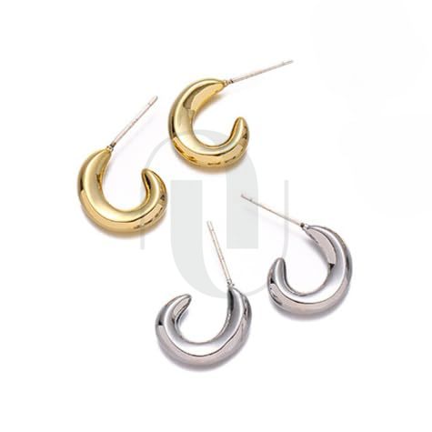 UELSTA Lunar Crescent Ohrstecker für Damen 18K Gold / Weißgold Echt-vergoldet Recyceltes Messing 925er Silberstifte PVD-Beschichtung Minimalistisch & Vielseitig Nachhaltiger Schmuck