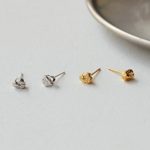 UELSTA Whisper of the Earth Mini Studs Earrings For Women18K Gold / White Gold Real-Gold-Plated Brass 925 Silver Posts Concave-convex Texture Sustainable Jewelry