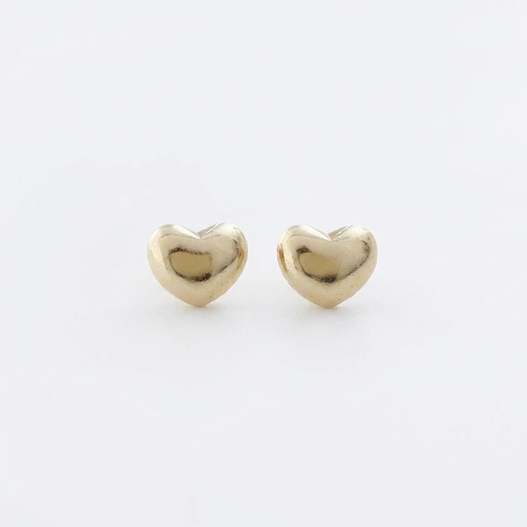 UELSTA Mini Heart Stud Earrings for Women Sustainable 14K Gold Plated Recycled Brass Hypoallergenic 925 Sterling Silver Posts PVD Coated Dainty & Timeless 7mm