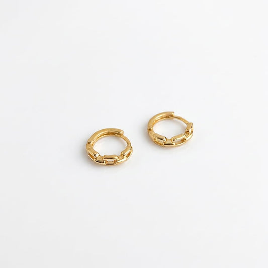 UELSTA Chain Link Hoop Earrings for Women Sustainable 14K Gold Plated Recycled Brass Hypoallergenic 925 Sterling Silver Posts PVD Coated Trendy & Modern 12mm