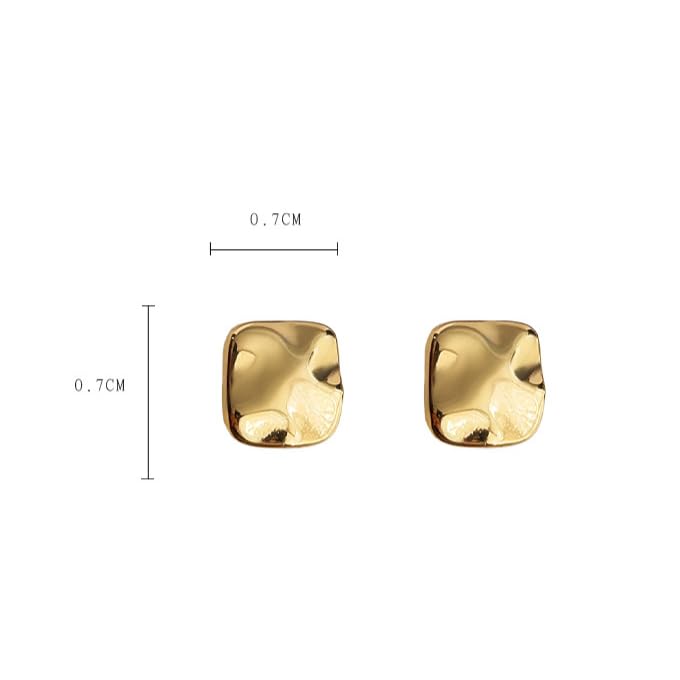 UELSTA Textured Square Stud Earrings for Women Sustainable 18K Gold / White Gold Real-Gold-Plated Recycled Brass Hypoallergenic 925 Sterling Silver Posts PVD Coated Elegant & Modern 7mm