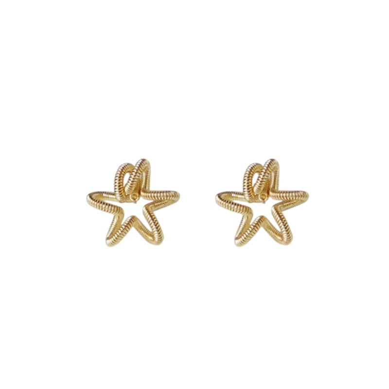 UELSTA Wire-Wrapped Star Stud Earrings for Women Sustainable 14K Gold Plated Recycled Brass Hypoallergenic 925 Sterling Silver Posts PVD Coated Artisanal & Unique 13mm