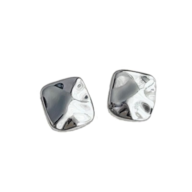 UELSTA Textured Square Stud Earrings for Women Sustainable 18K Gold / White Gold Real-Gold-Plated Recycled Brass Hypoallergenic 925 Sterling Silver Posts PVD Coated Elegant & Modern 7mm