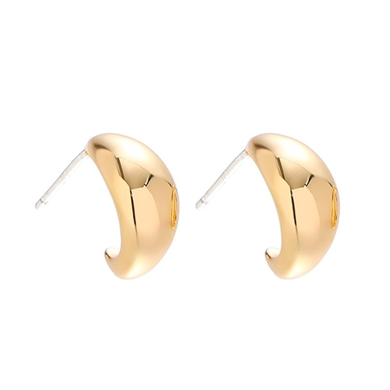 UELSTA Unregelmäßige C-Hoop Ohrringe für Damen Nachhaltig 18K Vergoldet Recyceltes Messing Hypoallergen 925 Sterling Silber Stifte PVD-Beschichtet Modern & Vielseitig