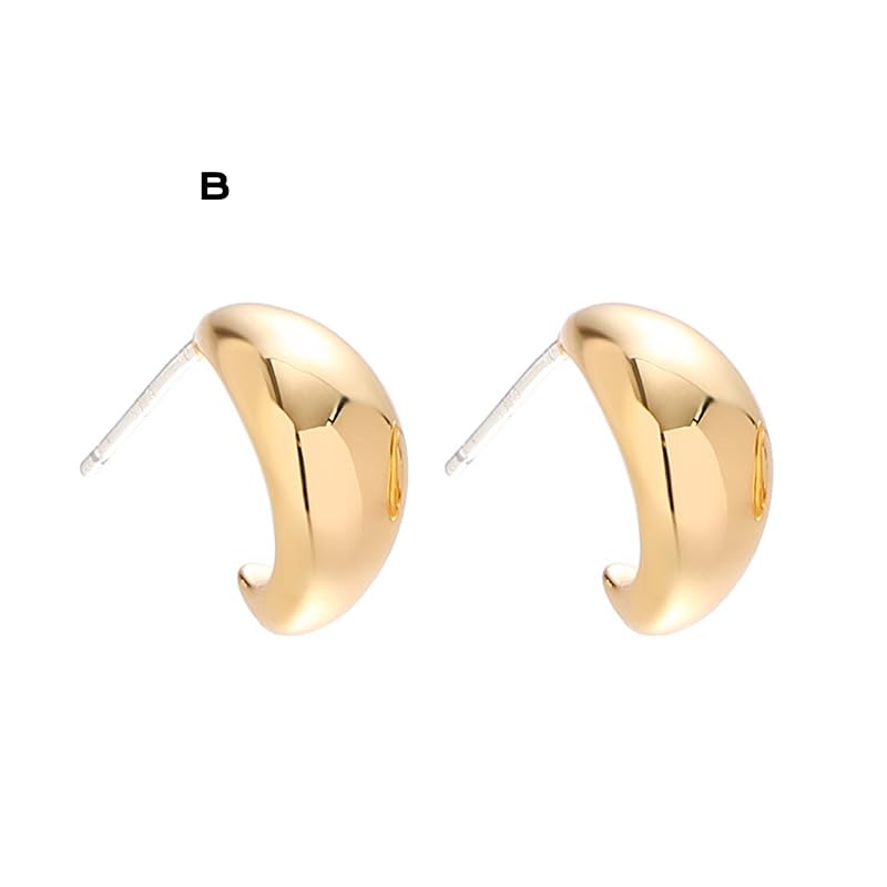 UELSTA Unregelmäßige C-Hoop Ohrringe für Damen Nachhaltig 18K Vergoldet Recyceltes Messing Hypoallergen 925 Sterling Silber Stifte PVD-Beschichtet Modern & Vielseitig