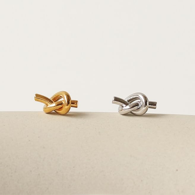 UELSTA Unity Knot Stud Earrings for Women 18K Gold / White Gold Real-Gold-Plated Recycled Brass with 925 Silver Posts PVD Coated Minimalist & Timeless Sustainable Jewelry