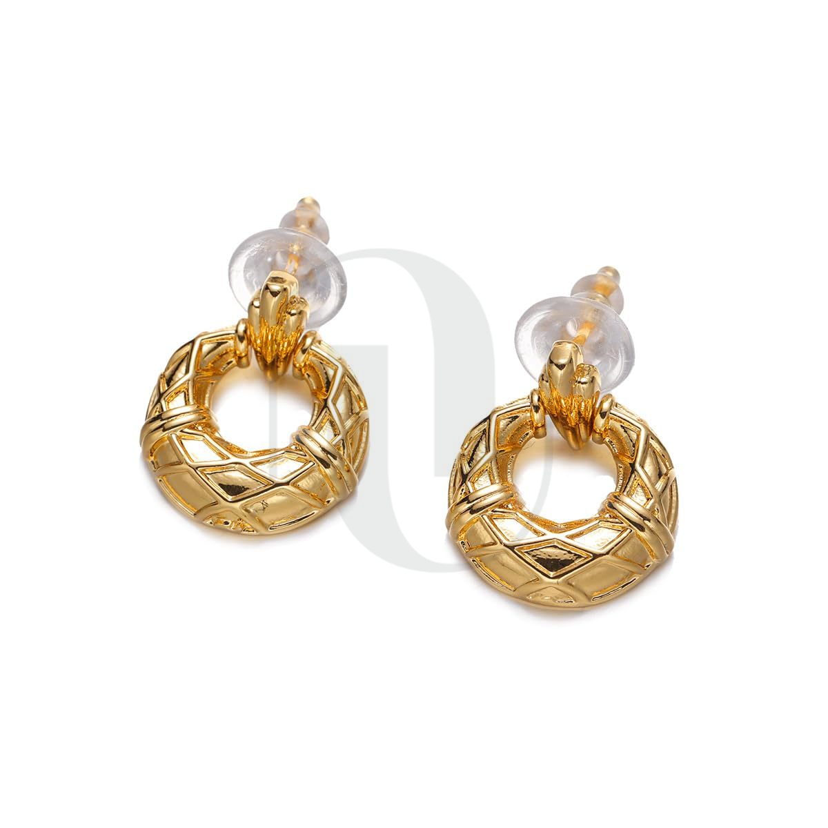 UELSTA Heritage Weave Ohrstecker mit Anhänger, 18K vergoldetes Messing, 925er Silberstifte, PVD-Beschichtung, Retro- & vielseitiges Design, nachhaltiger Schmuck