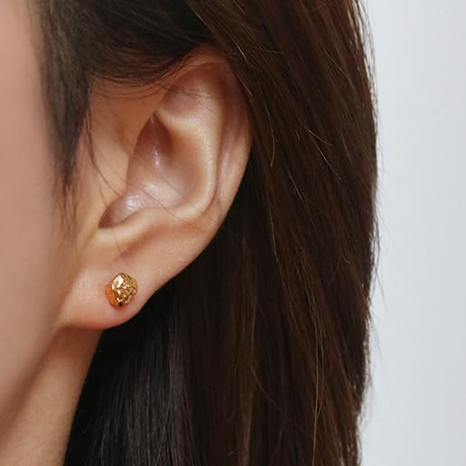 UELSTA Whisper of the Earth Mini Studs Earrings For Women18K Gold / White Gold Real-Gold-Plated Brass 925 Silver Posts Concave-convex Texture Sustainable Jewelry