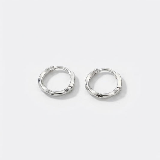 UELSTA Twisted Hoop Earrings for Women Sustainable 14K Real White Gold Plated Recycled Brass Hypoallergenic 925 Sterling Silver Posts PVD Coated Minimalist & Textured 14mm