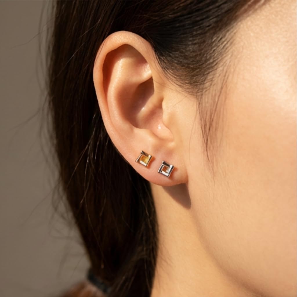 UELSTA Minimalistische geometrische Ohrstecker für Damen Nachhaltig 14K Gold / Weißgold Echtvergoldet Recyceltes Messing Hypoallergen 925er Sterlingsilber-Stifte PVD-beschichtet Zierlich & Modern 4mm