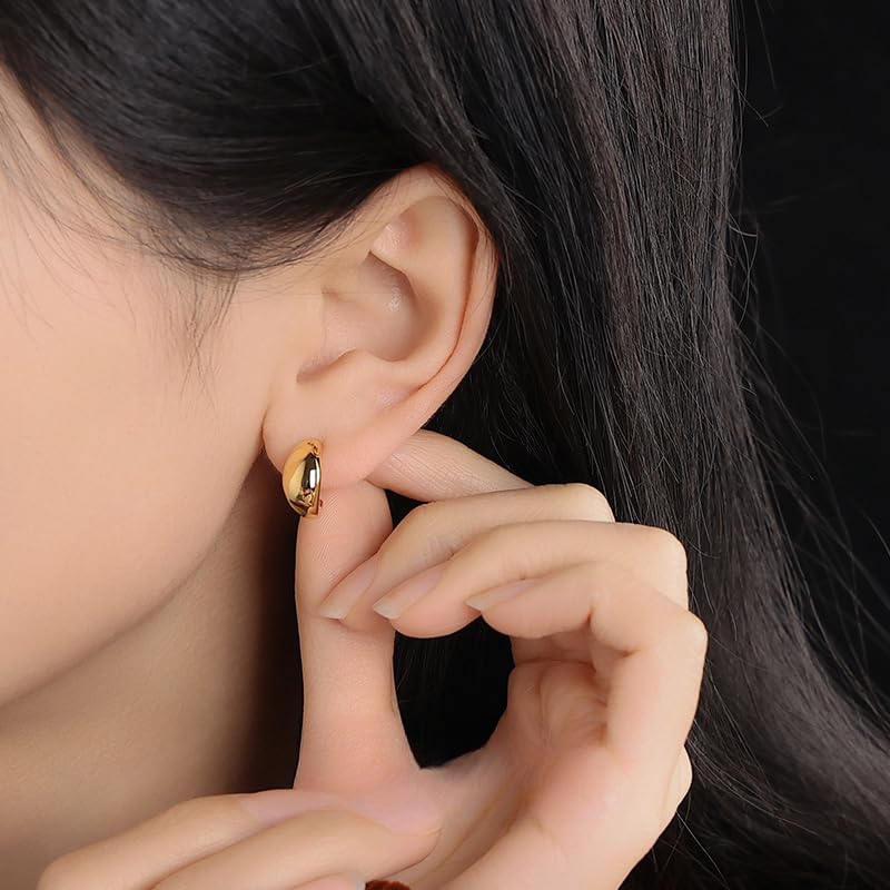 UELSTA Unregelmäßige C-Hoop Ohrringe für Damen Nachhaltig 18K Vergoldet Recyceltes Messing Hypoallergen 925 Sterling Silber Stifte PVD-Beschichtet Modern & Vielseitig