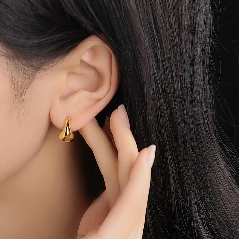 UELSTA Unregelmäßige C-Hoop Ohrringe für Damen Nachhaltig 18K Vergoldet Recyceltes Messing Hypoallergen 925 Sterling Silber Stifte PVD-Beschichtet Modern & Vielseitig