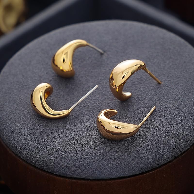 UELSTA Unregelmäßige C-Hoop Ohrringe für Damen Nachhaltig 18K Vergoldet Recyceltes Messing Hypoallergen 925 Sterling Silber Stifte PVD-Beschichtet Modern & Vielseitig
