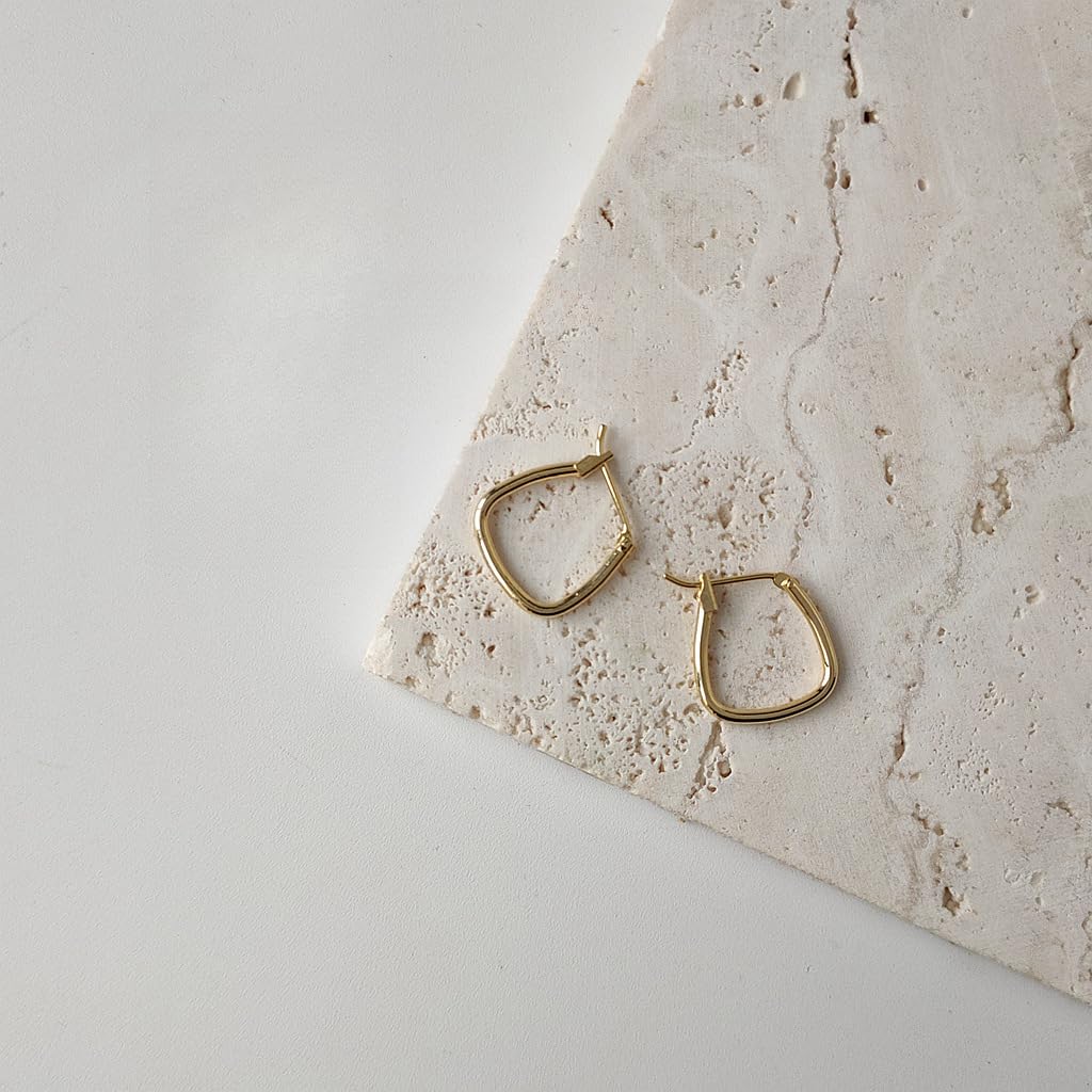 UELSTA Geometrische quadratische Creolen für Frauen, nachhaltig, 14K Echtgold plattiert, recyceltes Messing, hypoallergen, 925 Sterlingsilber Stifte, PVD-beschichtet, modern & vielseitig, 15mm