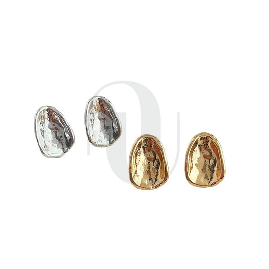 UELSTA Fluid Form Stud Earrings for Women Sustainable 14K Gold / White Gold Real-Gold-Plated Recycled Brass Hypoallergenic 925 Sterling Silver Posts PVD Coated Modern Ethical Craft Jewelry