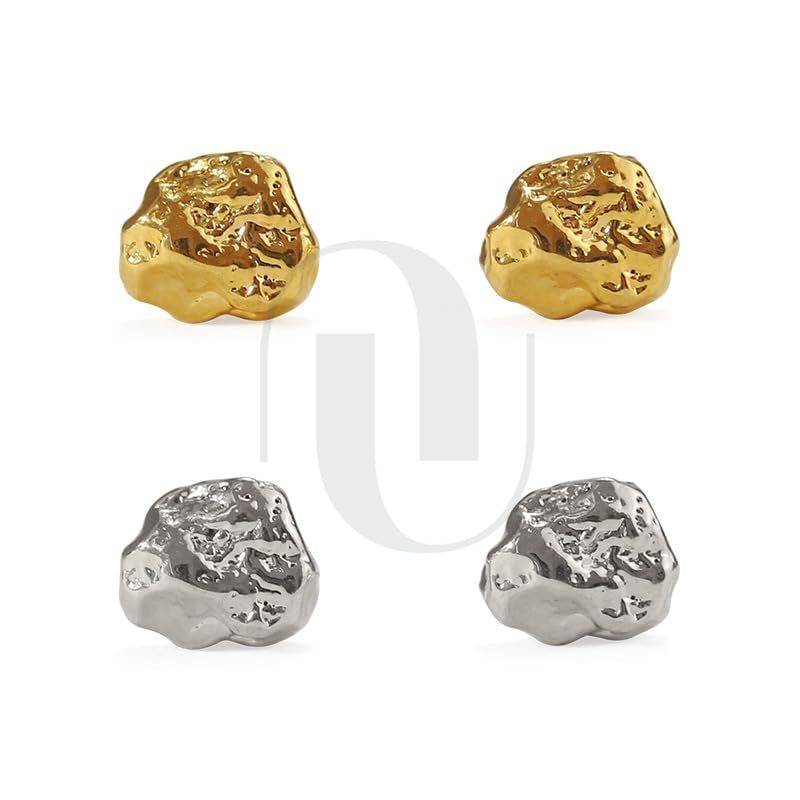 UELSTA Whisper of the Earth Mini Studs Earrings For Women18K Gold / White Gold Real-Gold-Plated Brass 925 Silver Posts Concave-convex Texture Sustainable Jewelry