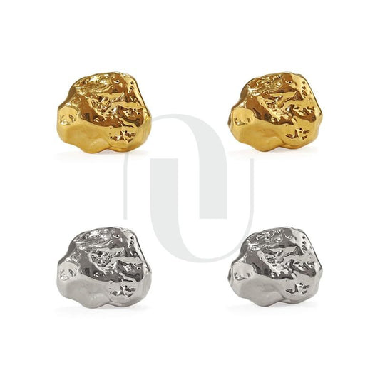 UELSTA Whisper of the Earth Mini Studs Earrings For Women18K Gold / White Gold Real-Gold-Plated Brass 925 Silver Posts Concave-convex Texture Sustainable Jewelry