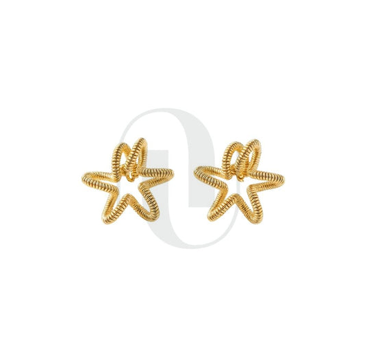 UELSTA Wire-Wrapped Star Stud Earrings for Women Sustainable 14K Gold Plated Recycled Brass Hypoallergenic 925 Sterling Silver Posts PVD Coated Artisanal & Unique 13mm