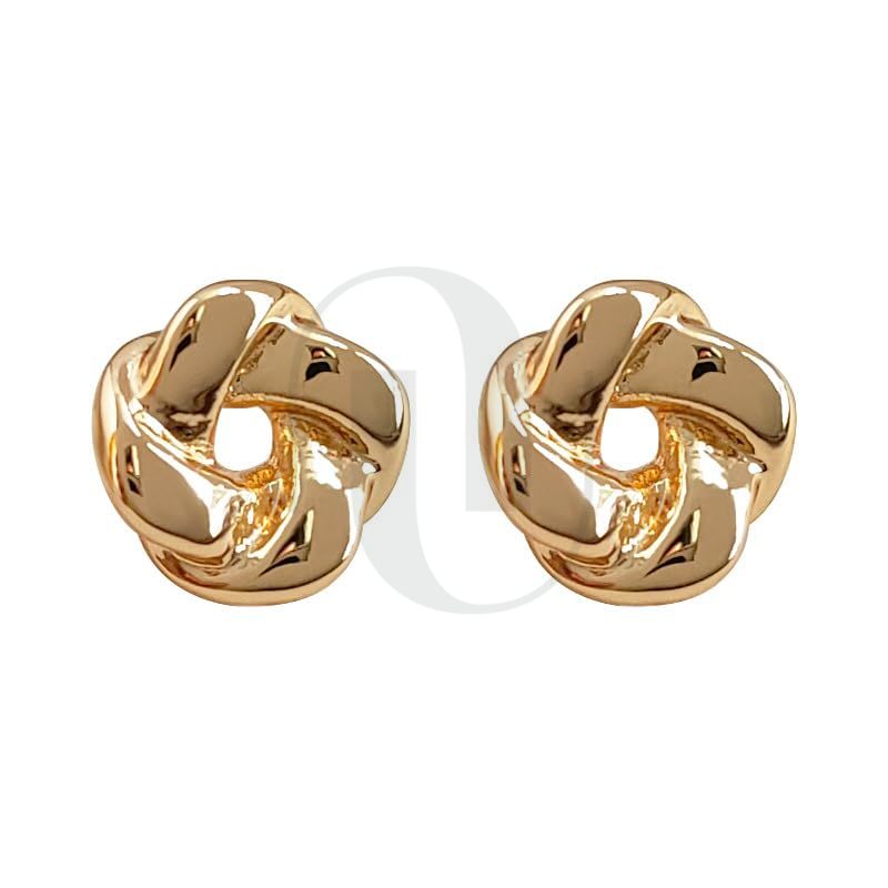 UELSTA Compact Knot Stud Earrings for Women Sustainable 14K Gold Plated Recycled Brass Hypoallergenic 925 Sterling Silver Posts PVD Coated Minimalist & Symbolic 6x6mm