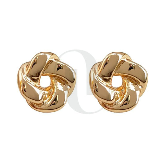 UELSTA Compact Knot Stud Earrings for Women Sustainable 14K Gold Plated Recycled Brass Hypoallergenic 925 Sterling Silver Posts PVD Coated Minimalist & Symbolic 6x6mm