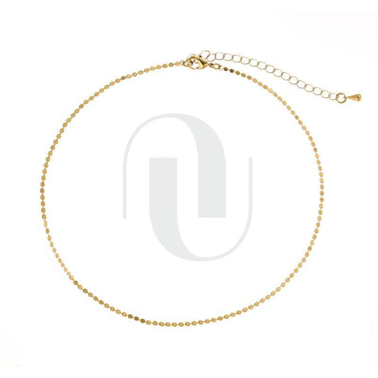 UELSTA Delicate Shimmer Bead Chain Necklace for Women Sustainable 18K Gold Plated Stainless Steel PVD Coated Hypoallergenic Minimalist Layering Choker 35+5cm