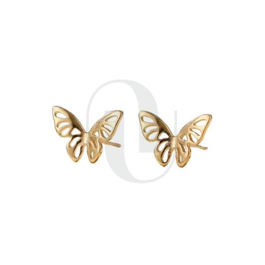 UELSTA Filigree Butterfly Stud Earrings for Women Sustainable 14K Real Gold Plated Recycled Brass Hypoallergenic 925 Sterling Silver Posts PVD Coated Dainty & Nature-Inspired 10mm
