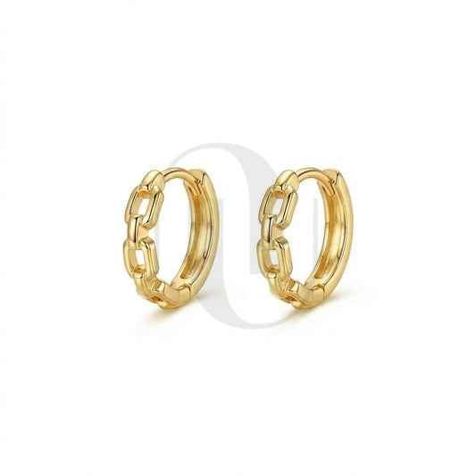 UELSTA Chain Link Hoop Earrings for Women Sustainable 14K Gold Plated Recycled Brass Hypoallergenic 925 Sterling Silver Posts PVD Coated Trendy & Modern 12mm