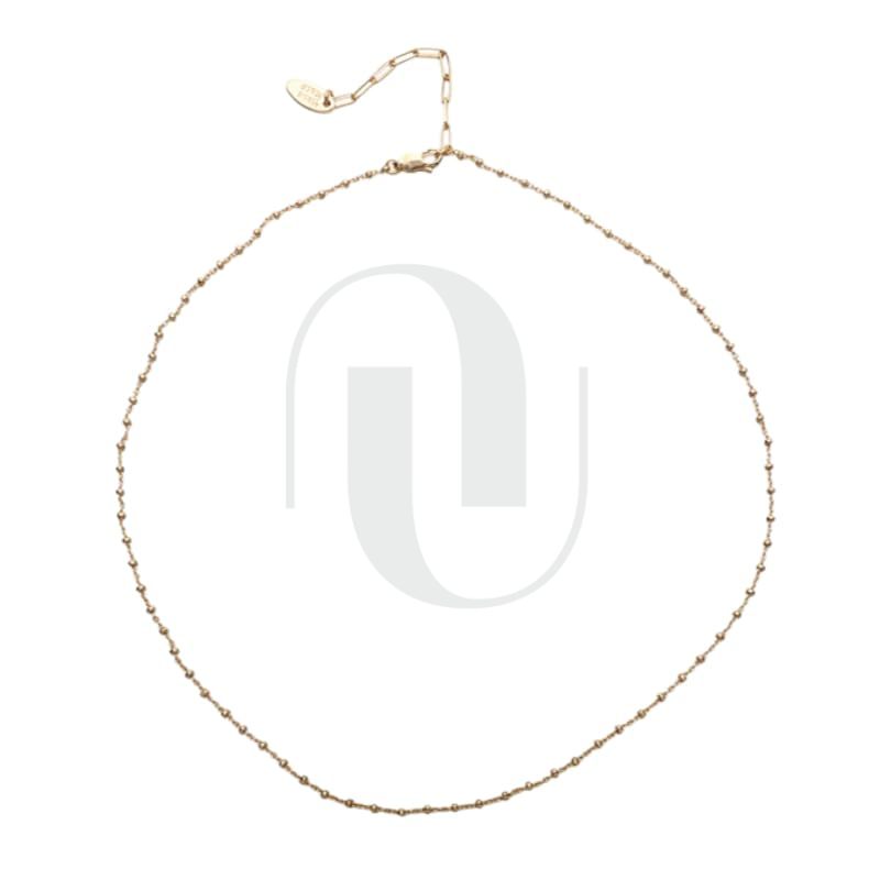 UELSTA Classic Satellite Chain Necklace for Women Sustainable 18K Gold Plated Recycled Brass PVD Coated Minimalist Layering Choker 41+6cm