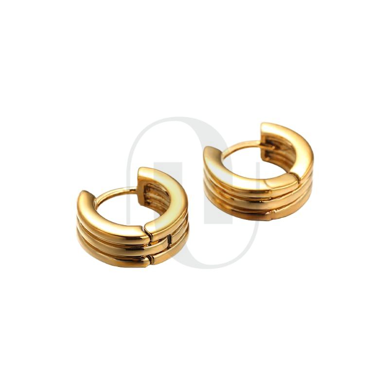 UELSTA Horizon Band Huggie Hoop Ohrringe für Damen, 18K vergoldet, recyceltes Messing, PVD-beschichtet, mehrfaches Band, minimalistisches Design, langanhaltender Glanz, nachhaltiger Schmuck
