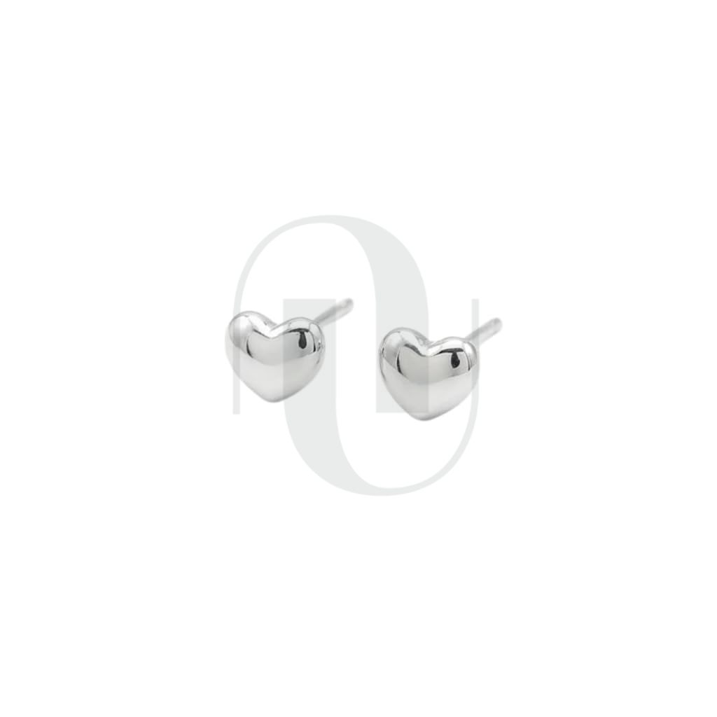 UELSTA Mini Herz Ohrstecker für Damen, nachhaltig, 14K Weißgold beschichtet, recyceltes Messing, hypoallergen, 925er Sterlingsilber-Stifte, PVD-beschichtet, zierlich & zeitlos, 7mm